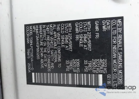 2016 Nissan Rogue S from USA, damaged, VIN KNMAT2MV4GP660265